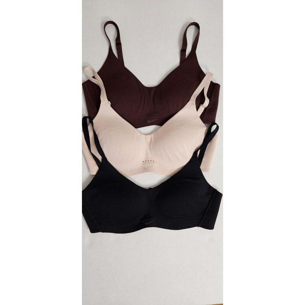 NIKE DRI FIT Wirefree Molded Cup Bra Set of 3 Small Brown, Nude, Black
